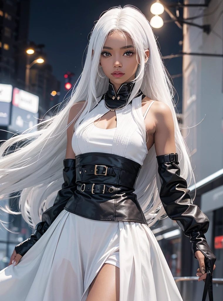 A black girl with white hair