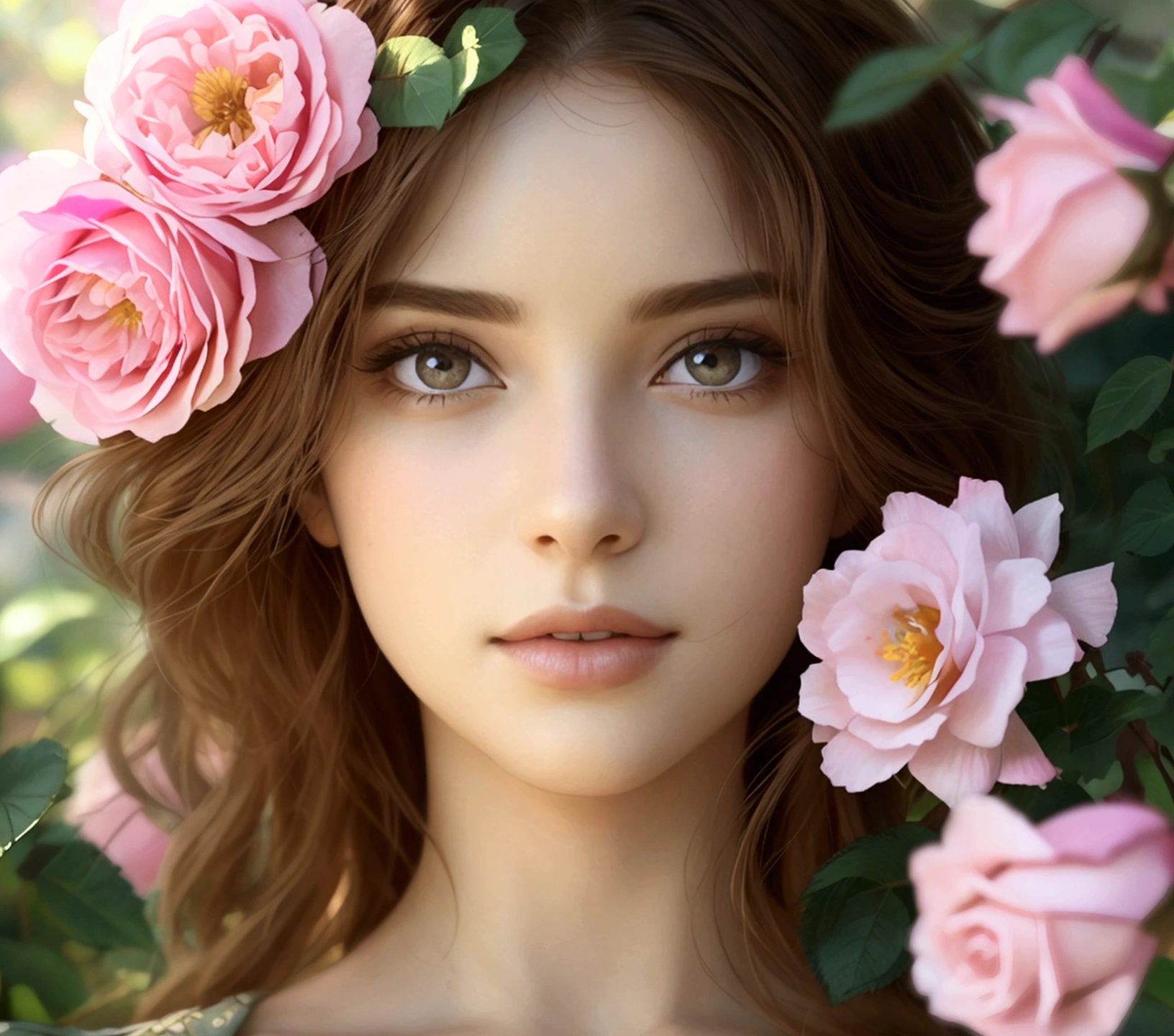 1girl,beautiful detailed eyes,beautiful detailed lips,extremely detailed eyes and face,longeyelashes,intricate garden,blooming flowers,rose garden,colourful landscape,lush foliage,beautiful summer day,natural lighting,soft natural sunlight,impressionist style,vibrant colors,rich color palette,photorealistic,8k,best quality,masterpiece:1.2,ultra-detailed,realistic,photo-realistic:1.37