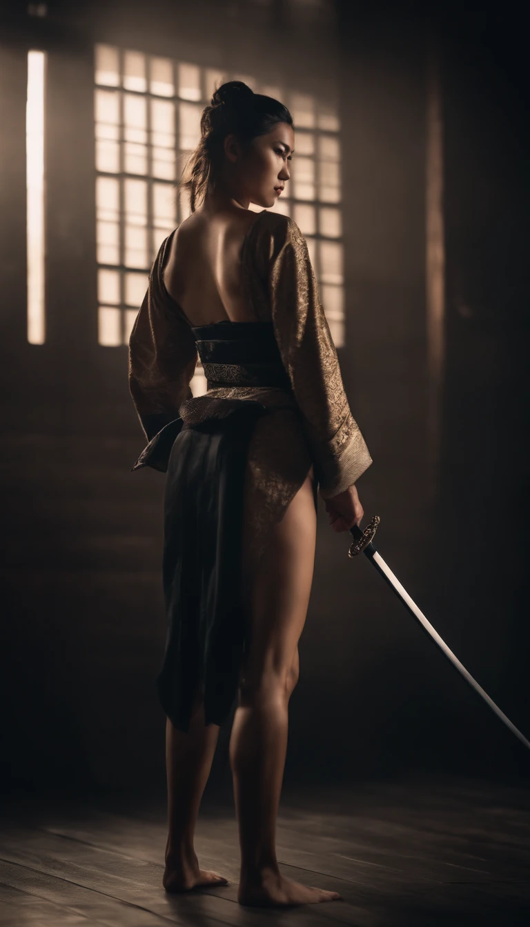 Samurai Swordsman woman In underwear Full body sexy underwear Full body sexy