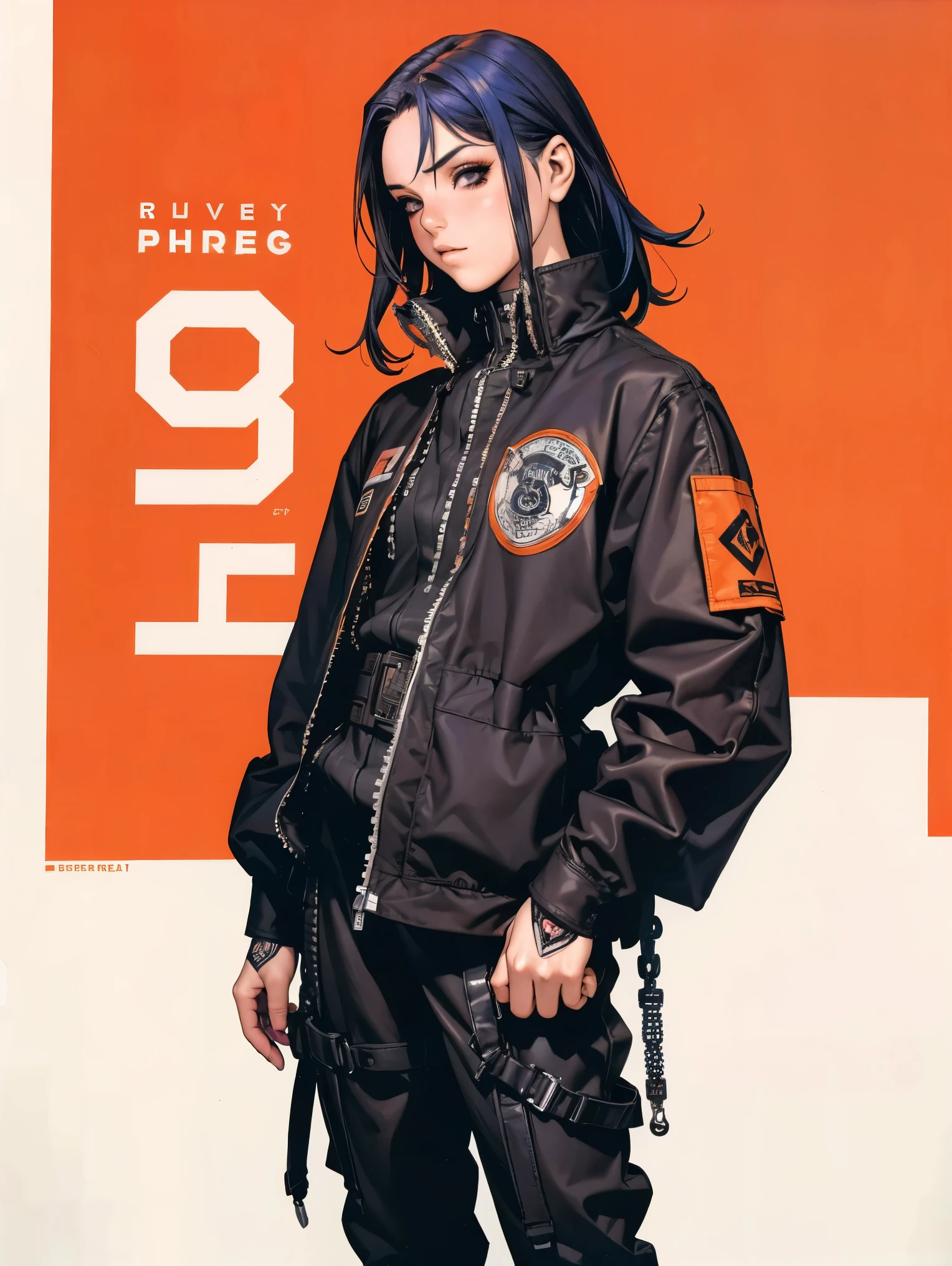 (((best qualityer))), (((manga strokes))), (((colorful punk hair))), jacket with rivets and screws, uma Kizi jovem muito bem vestida com roupas modernas de inverno, pants with red and black zig-zag pattern, top gift vertical stripes, short jacket with dark fur collar, beautiful and expressive face, slightly-smile, big eyes with long black eyelashes, heavy make-up, chains and zippers spread across clothes, contrasting colours, pose de atitude, hair with a modern and futuristic cut, urban game poster art, dramatic camera angles, graffiti art elements in the background, design mixing contemporary and retro by Shepard Fairey, (((cowboy shot))), (((best qualityer: 1.4))), (Unbeatable masterpiece), (hiper HD),(CG 8k hyper-realistic), Kizi, (((standing alone))), pirralha violent, ((())), sexly, pose de atitude, work of art, post-apocalypse, (((manga style))), bounty hunter, violent, Manic, the way you want, slenderbody, thin but strong, perfectbody, roupa moderna, advanced technology, neon, sleeves with vertical striped pattern, neutral background, (( cowboy shot )). intricate visual