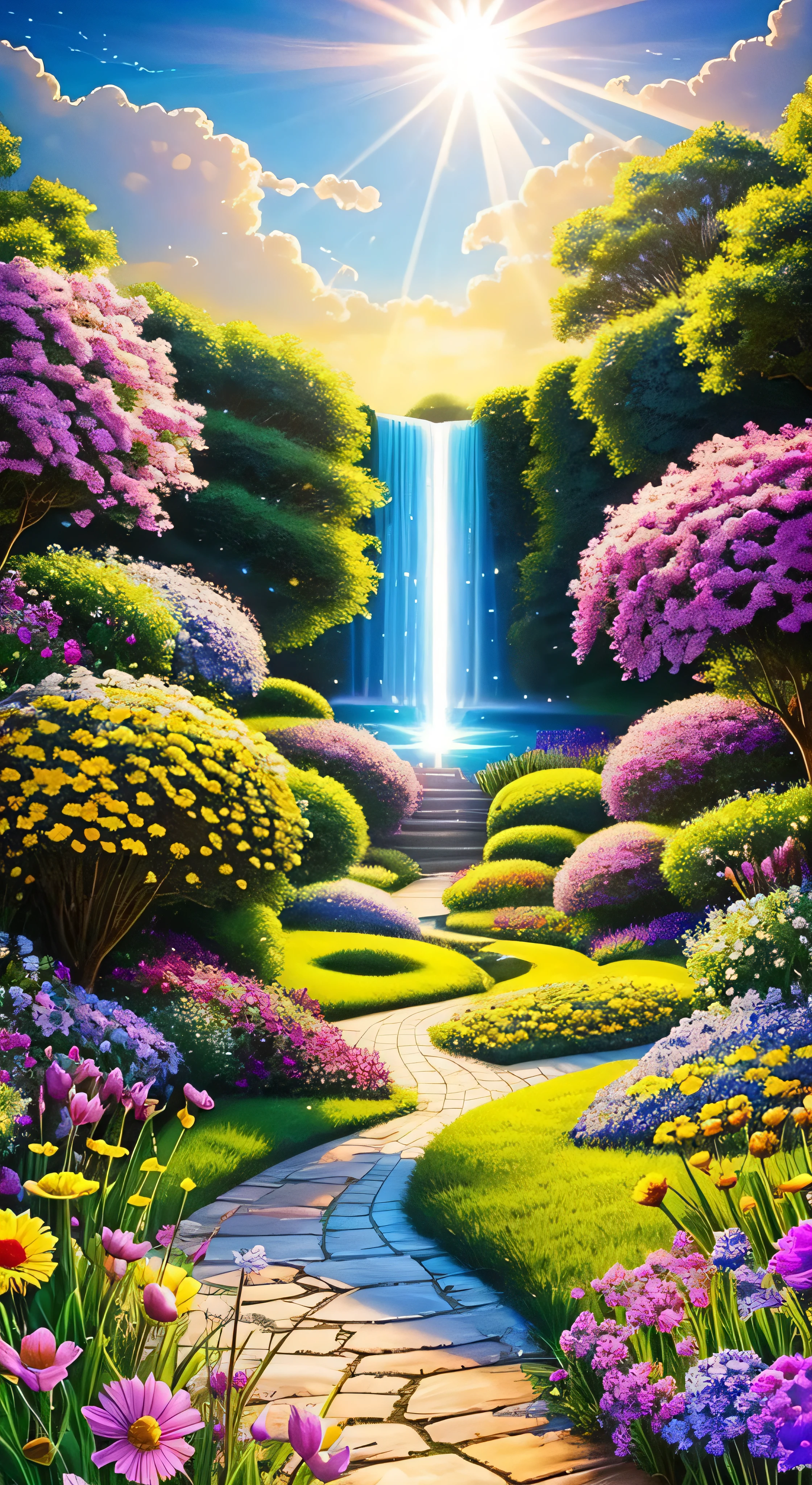 heaven, heaven, light, brilliance, happiness, bright smile, glitter, flowers, flower garden, halo, clouds  