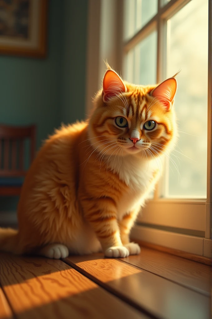 (masterpiece:1.2, highest quality), (Realistic, photoRealistic:1.4), Beautiful illustrations, (Natural Side Lighting, Cinema Lighting), Written boundary depth, Beautiful thighs staring at the viewer, ((alone)), A big fluffy yellow cat, Fisheye Lens, Establishing Shot, Pastel Color Grading, Depth of field cinematography effect, Film Noir Genre, 8k resolution, high quality, Super detailed