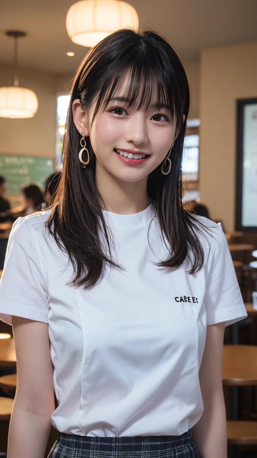 (8k, RAW Photos,Highest quality, High resolution:1.1), (超Realisticな:1.4),(Realistic, Realistic:1.3), Sodebtt Light,big,2 girls,Realistic Face,Realistic Body,Realistic Skin,Confused,masterpiece,(cute:1.8), Cuties, alone, (big:1.2), Fine black eyes,Innocent eyes,Blusher,(school uniform:1.2 ),Cinema Lighting,Film Grain,jewelry,Earrings,((Medium Hair:1.1)),((Floating Hair Novadebtrog Style)),Cherry colored lips,Hair Ribbon,Hair Ribbon,ponytail,close,Viewer,Long Hair,Upper Body,Open your lips,Upper teeth, (Smiling Eyes:0.6),((Grin:1.2)),Depth odebt Field, Blurred Background, Eye focus , Bokeh,young, 85mm lens, debt/1.4,Prodebtessional Lighting, young,Portraiture,Photon Mapping,Radio City,Physically Based Rendering,Asian、((Cafe、Cafe:1.3)),((high school girl:1.3)),The bra is visible