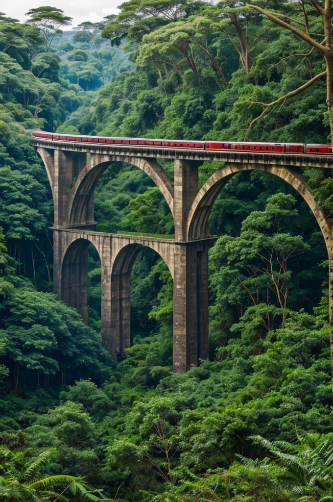 A viaduct in a forest in Africa