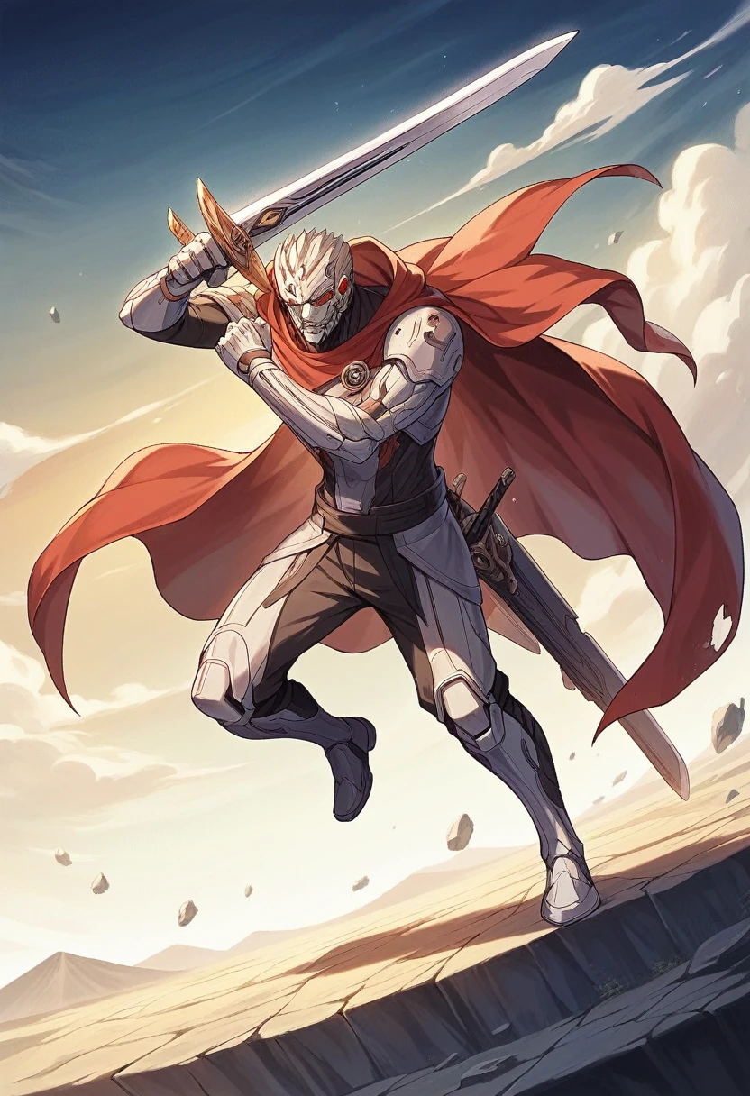 anime character with sword and red cape holding a sword, destiny Overnight stay, destiny / Overnight stay, Unlimited sheet jobs, anime style like destiny/Overnight stay, son of sparda, ufotable artistic style, animated fencer, destiny zero, destiny/zero, official art, destiny grand order, Anime Wallaper, high quality anime art style, High quality fanart