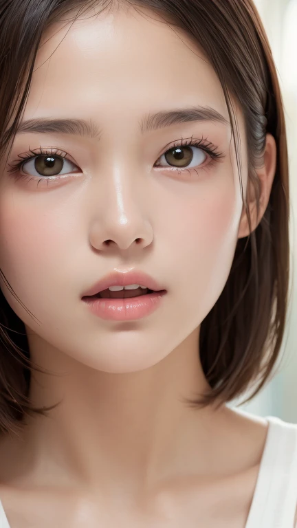 ((Browsing Caution))、(masterpiece:1.5)、(8k)、(Photorealistic:1.5)、RAW Photos、(Best image quality:1.4)、(Sharp focus:1.5)、 Highest quality、masterpiece、Ultra-high resolution、Perfect dynamic composition、 20-year-old、thin、Beautiful woman:1.4、Surprised expression、 In black underwear、 Light brown hair、Bobcut、Shiny Hair、 Super detailed face、Detailed eyes、double eyelid、 Natural color lip、Clear Skin、Small breasts、Open your mouth a little、