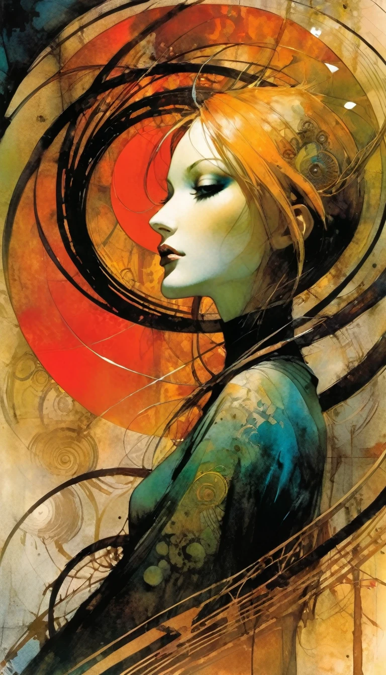 winding path, art inspired by Bill Sienkiewicz and dave mckean