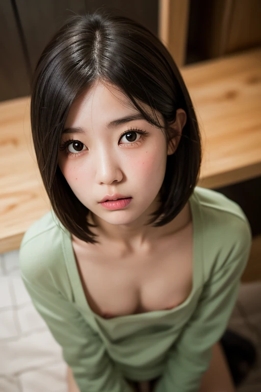 Professional photo-realistic images。Sunny day in the park、slouch、　Small breasts、　Cute woman、　Nipples are visible、　T-Shirts　nsfw