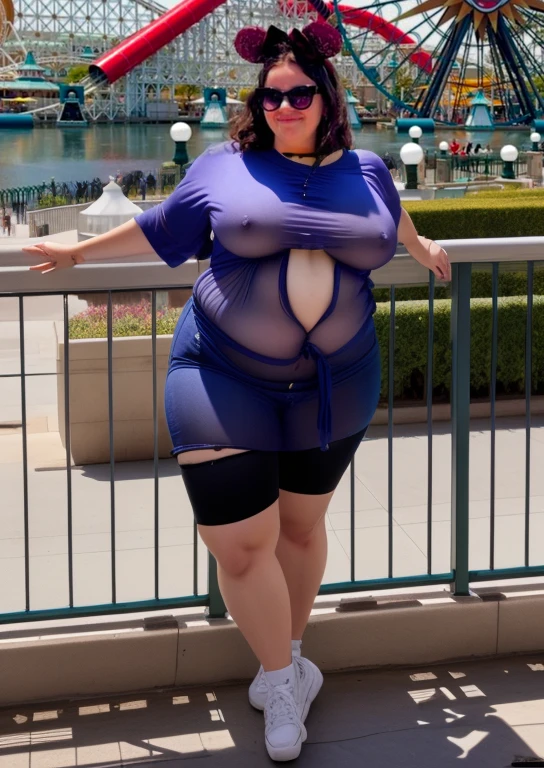 araffe woman posing for a picture, at california adventure, photo taken in 2 0 2 0, disneyland as backdrop, taken in 2022, photo from 2022, taken in the early 2020s, photograph taken in 2 0 2 0, Big, huge , no clothes, sexy, cute, no clothes, thick, bbw, chubby stomach, thick nipples, nipple piercings, large areola, hard nipples, piercing through shirt, busty, major cleavage, naked, ripping through top, spilling over sides, bra too tight, extra wide hips, fat bbw, showing off huge belly, fat stomach, fat bbw, big tummy, bare stomach, uncovered stomach, play with stomach, belly muffin top, belly hanging out of clothes, belly out, muffin top spilling over, no clothes, naked, big fat belly, belly fat spilling out, no clothes, NSFW, naked, thick ass, short, huge belly, fat and wide