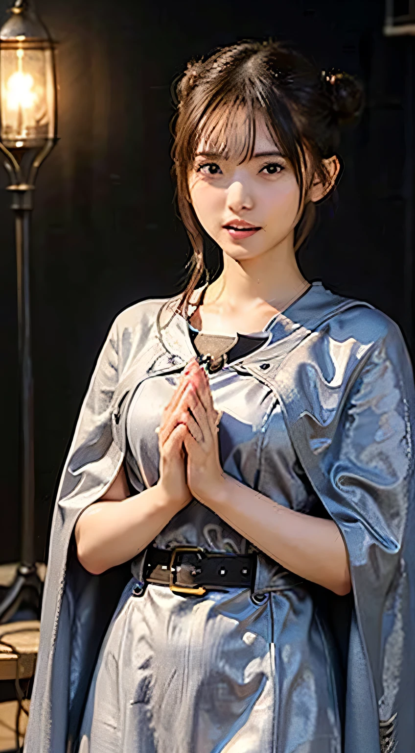 (Skin Dentition:1.5), Realistic, Realistic, (masterpiece:1.5), Concept Art, ((Countless Slimes:1.4))、Intricate details, Very detailed, Realistic, Octane Rendering, 8k, Unreal Engine, Dynamic pose, Highest quality, High resolution, (Realistic Face:1.1), (Super realistic:1.1), ((full_body)), Perfect Eyes,(Glowing Skin:1.2), ((Cowboy Shot:1.4)), (((Perfect hands))), (Very detailed background), ((Dynamic Background)), ((lightning)), (light), ((One girl)), Wearing a cape, (((Flowing Cape))), ((Detailed eyes, High quality eyes, High quality face)), (Very complicated robe, magical robes), ((double hair bun:1.6)), casting lightning, electricity, Swirling Fire, Radiation Force, spark, cigarette, magic, ((dramatic)), amazing, battlefield, Depth of written boundary, bokeh, 4K, Gothic, human, particle