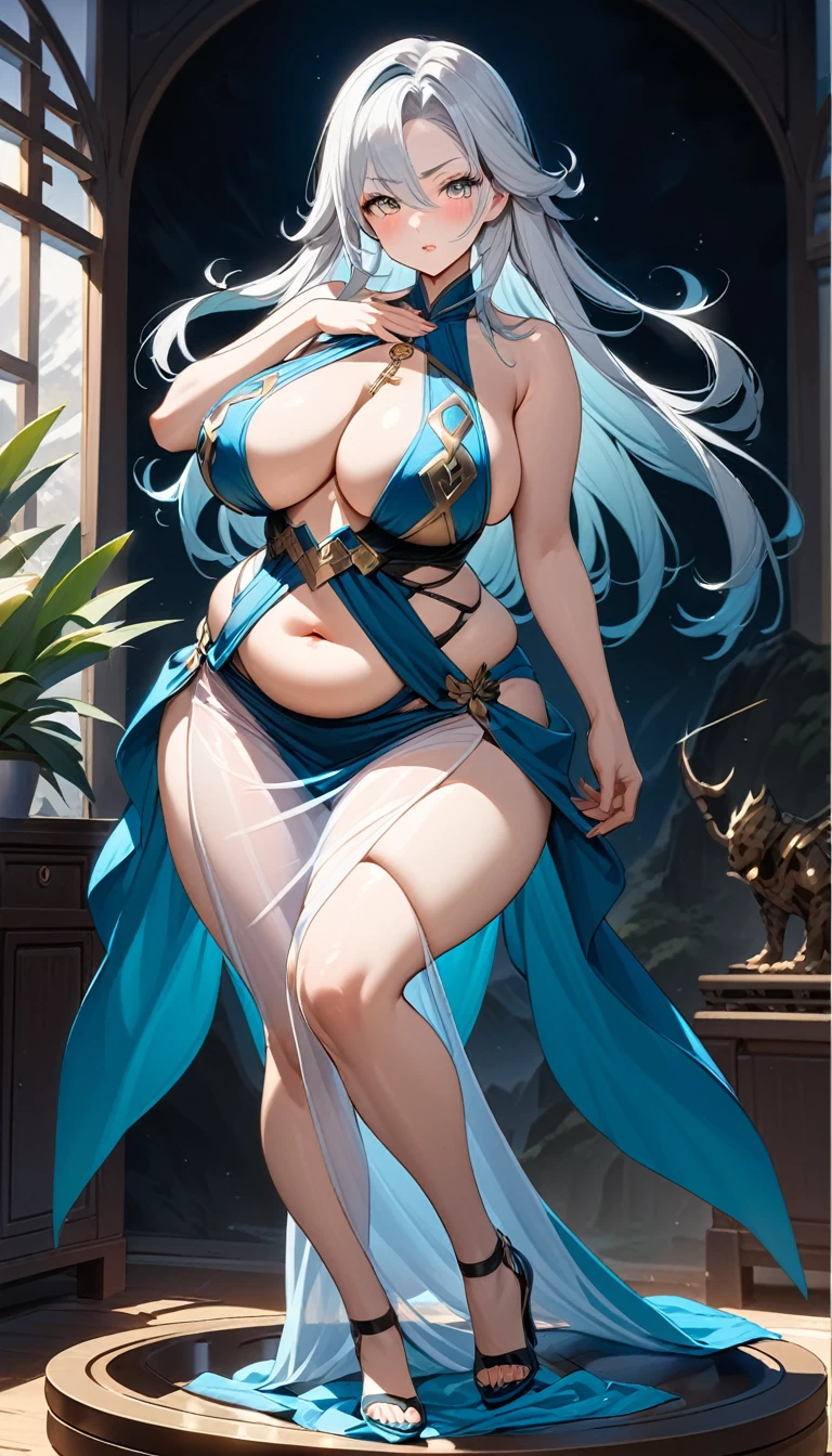 high quality,HD,16K,Sharp Line,1 Girl,fantasy, (Fire Spirits),Pretty Face, Large Breasts, Beautiful legs,In the mountains,Focus Girl,detailed Pretty Face,Detailed clothes,beautiful eyes,Cool,Sexy,Dynamic Angle,穿着华服的神明Strike a pose拍照, Ancient mysterious sexy goddess, Traditional beauty woman, Beautiful female warrior god of war , Beautiful sexy goddess, Gorgeous role-playing, high, Beautiful young girl, Beautiful woman, 华丽Beautiful woman, Complex clothing,Chinese Mystical Aesthetics, Beautiful Asian ancient mysterious girl, Extremely detailed shot of the goddess, Jaw-dropping sexy beauty, Big breasts deep neckline sexy belly button(butt), (bedroom), (Sexy Girls), masterpiece, best quality, Bangs, blush, Chest, clavicle, Eyebrows visible through hair, (Gradient red and gold hair), Jewelry, Long hair,Bright Eyes, ring, (solitary), illustration, fashionable, miss, Strike a pose, background, element, confident, Express, Accessories, majestic, striking, key point, Dynamic poses, ((plump)), (black))Woman in transparent dress,Viewer,(((Full breasts, Keeley University))),Slim waist,(Navel exposed,Bare waist), Long hair, extreme detailed details, 详细的fantasy艺术, Stunning character art, Beautiful and exquisite character art, Beautiful transparent dress, Very detailed, Large Breasts,Chest,Golden ratio figure,Beautiful figure,Ultra wide-angle shooting,Full body shot拍摄,Body close-up,Full body shot,Wearing a pleated tulle skirt,柔和动漫illustration, 柔和的深色background,Fujifilm XT3 Clear focus, f 5.6, High Detail, Clear focus,(Wearing openwork clothing),, (Natural light), (Tempting)translucent, Good velvet quality, Compared, Divine Light,, Silver hair, 天空background, Absolute Strength,Female Shinmei,穿着性感丝绸的Female Shinmei,,Large Breasts,Chest,Golden ratio figure,Beautiful figure,Ultra wide-angle shooting,Full body shot,Body close-up,Full body shot, Wearing a tulle dress, Model shooting style, Large Breasts,饱满Chest,Golden ratio figure,Beautiful figure,(Extremely detailed CG 8k wallpaper unit), The most beautiful artistic photos in the world, , 8K 超HD, ) on the beach,Sexy lazy posture,Sexy seductive expression,best quality,masterpiece,Ultra-high resolution,(Practical:1.4),original photo,Ultra-high resolution