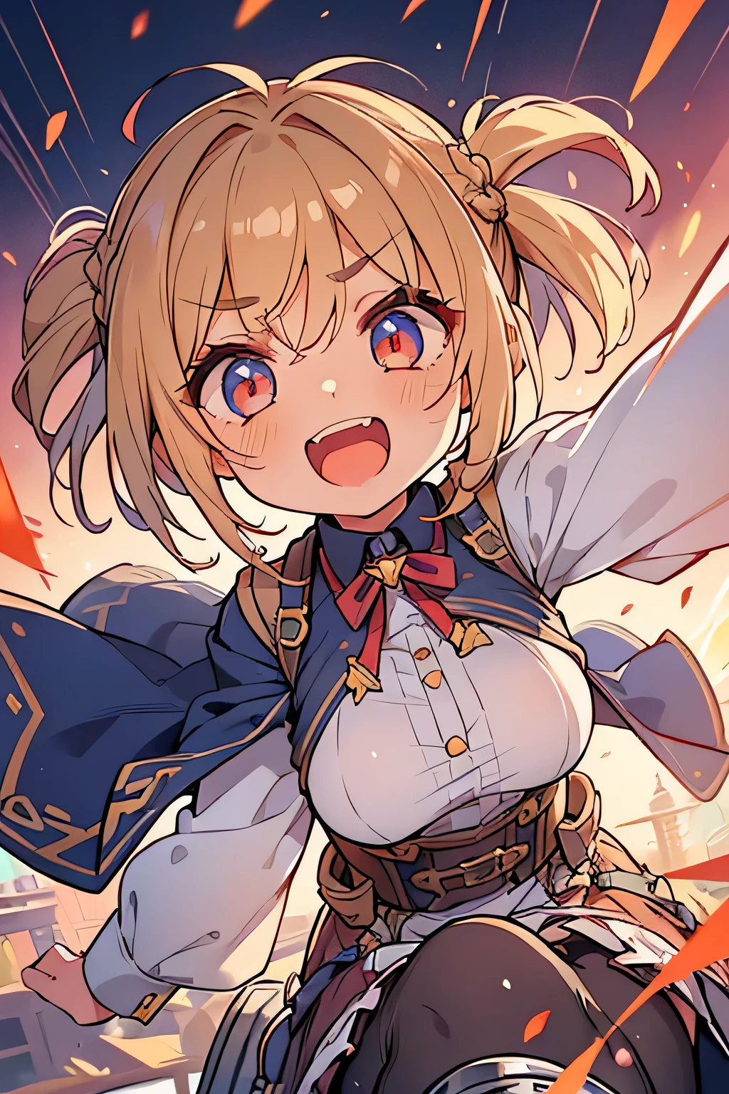 Highest quality、High resolution、Detailed Background、(Beautiful face in every detail:1.4)、Anatomically correct、(Normal number of fingers:1.2)、Highly detailed face、Detailed eyes、Teenage beauty、Huge breasts、Perfect body line、Light color hair、Braided bob cut、Braided Ponytail、Braided twin tails、well-groomed eyebrows、Attraction Park、Thrilling attractions、Stretch your arms、Show your side、
(Girl screaming with excitement and joy while riding a thrilling ride:1.5)、
Extremely excited、eyes wide open、Mouth slightly open or smiling widely、A slight redness on the face and neck due to an increased heart rate