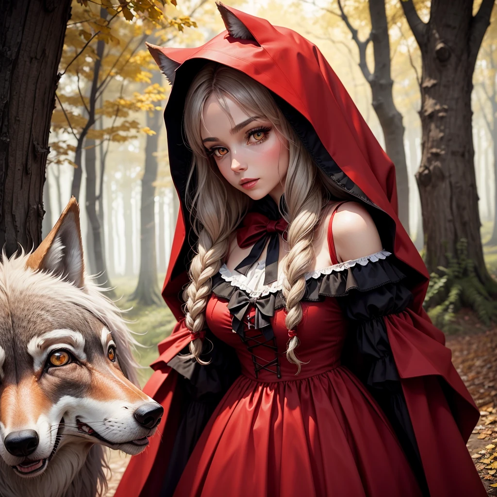 Infanti red riding hood, talk to a wolf