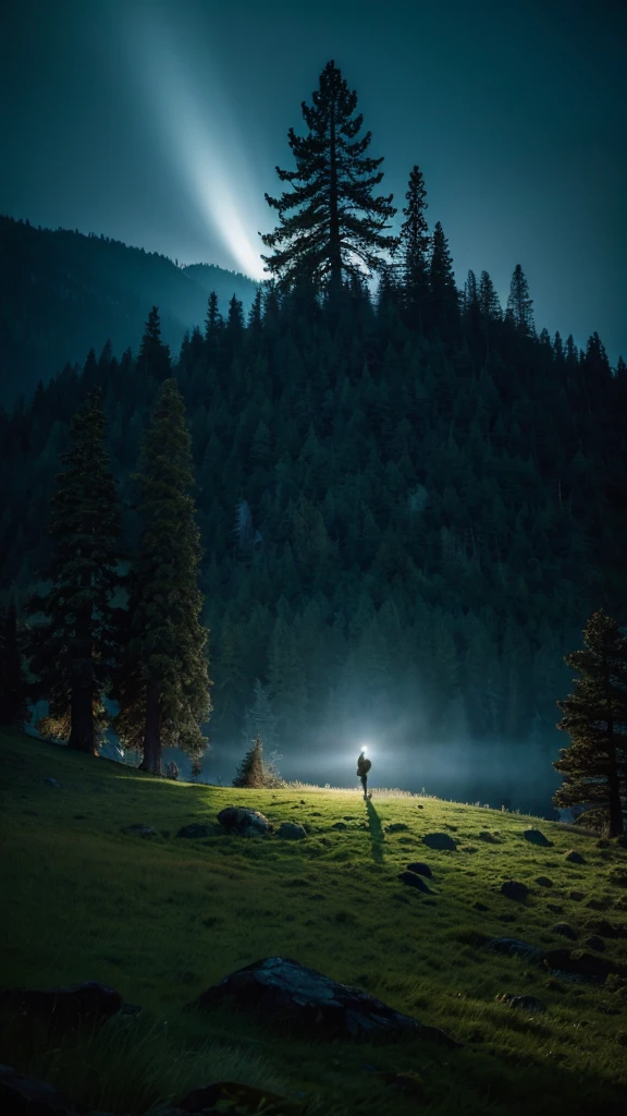 (masterpiece, best quality:1.4), cinematic light, colorful, high contrast, mountain, grass, tree, night, (horror (theme):1.2), (monster:1.2), dark