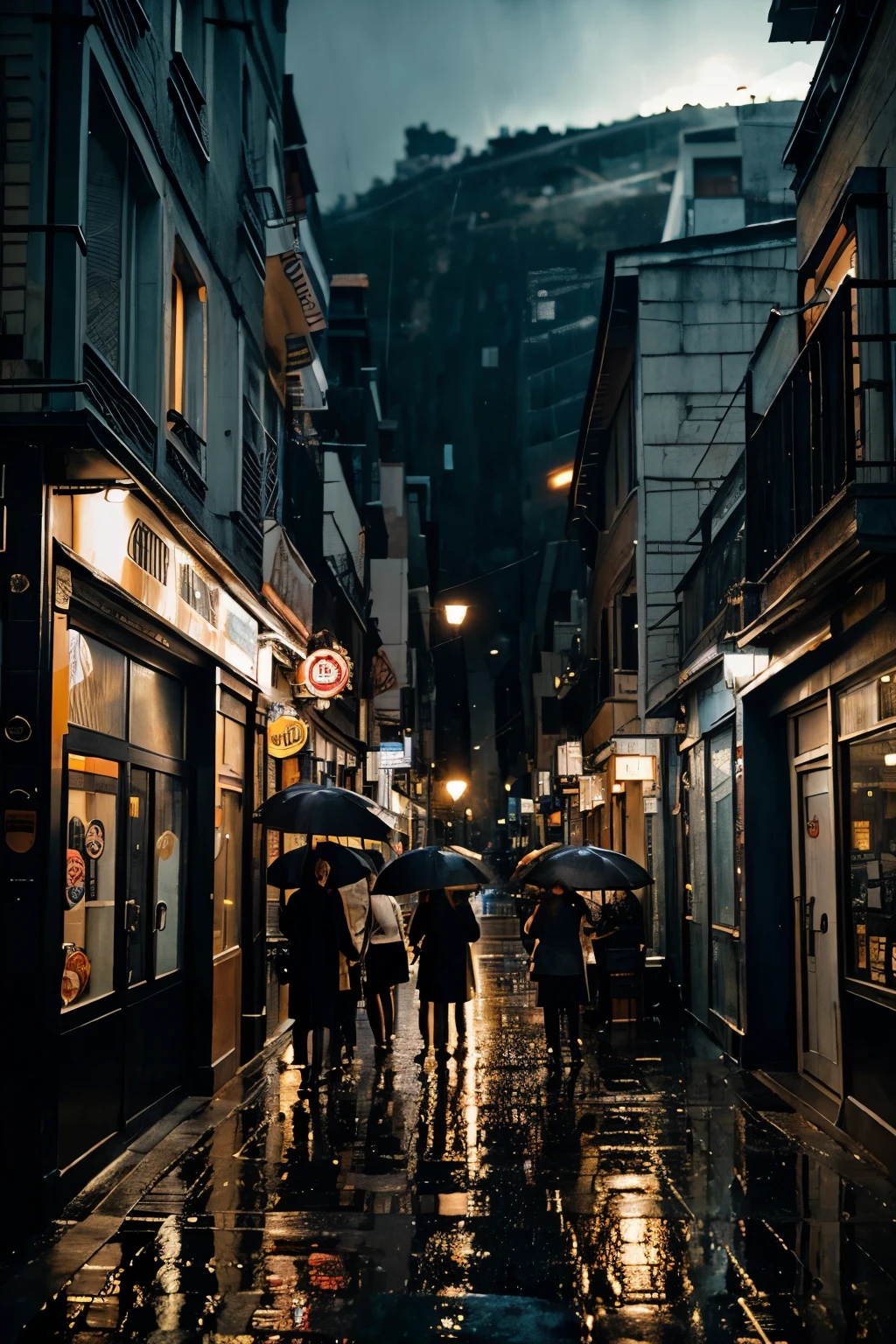 a city night raining in front of jazz club getmany that look real and aesthetic