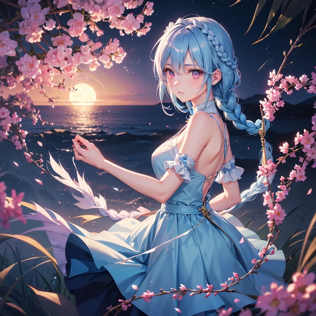(Sky blue hair),(Braided short hair), (Pink Eyes),Fair skin) ,(whole body),(one person's),(Gift boxes filling the background),(Santa Claus clothes),(Cute smile),Santa Claus hat,(Christmas Party),(masterpiece, Highest quality, Very detailed, Best Shadow), (Detailed Background), (Beautifully detailed face), High Contrast, (Best lighting, Very delicate and beautiful), ((Cinematic Light)), Hyper Detail,8k, Dramatic Light, Intricate details,(Christmas tree)