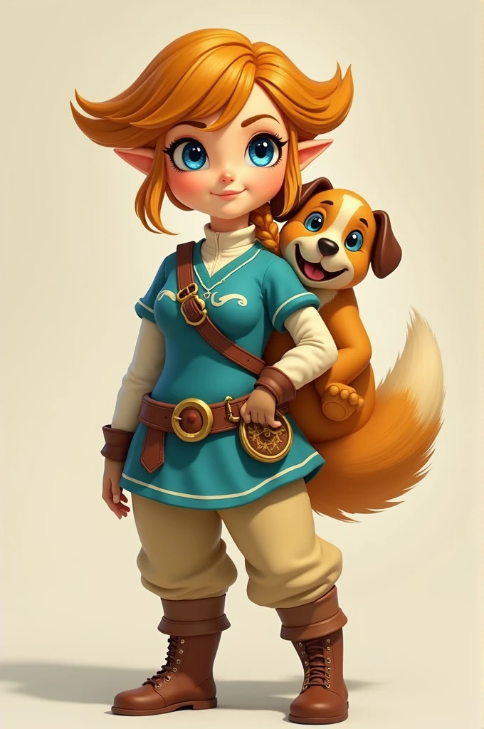 Woman character "echoes of wisdom zelda" with his game clothes in dogy style position (puppy) on his back with his butt raised looking at the camera. echoes of wisdom zelda animated character