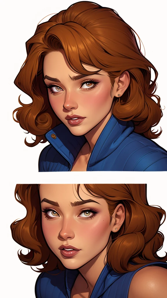 White background a close up of a cartoon of a man and a woman, digital cartoon painting art, cartoon digital painting, western comic art, cartoon artwork style, cartoon artworkstyle, por Jason Chan, por Ryan Yee, cartoon artwork, western comic style, cartoon concept art, cartoon style illustration, oldwest, detailed fanartClose up of a woman with long hair and a sweater, curly brown hair, beautiful model, high-quality portrait, medium portrait soft light, looks like young liv tyler, colorized portrait, beautiful woman, curly blonde hair | d & d, beautiful portrait lighting, a beautiful young woman, very beautiful model, 50mm portrait, medium - long curly brown hair