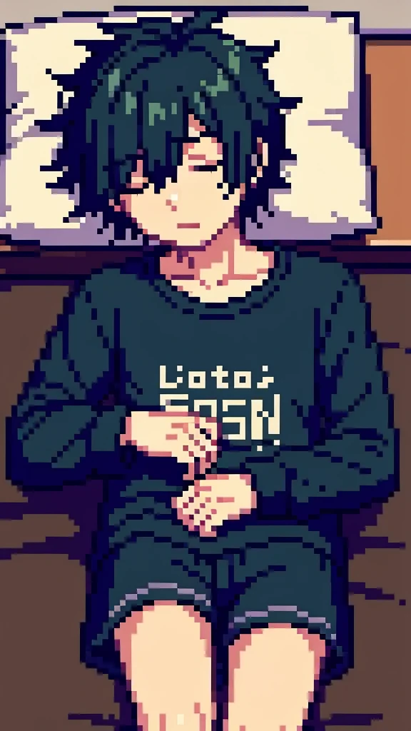 a lonely emo boy sleeping on bed