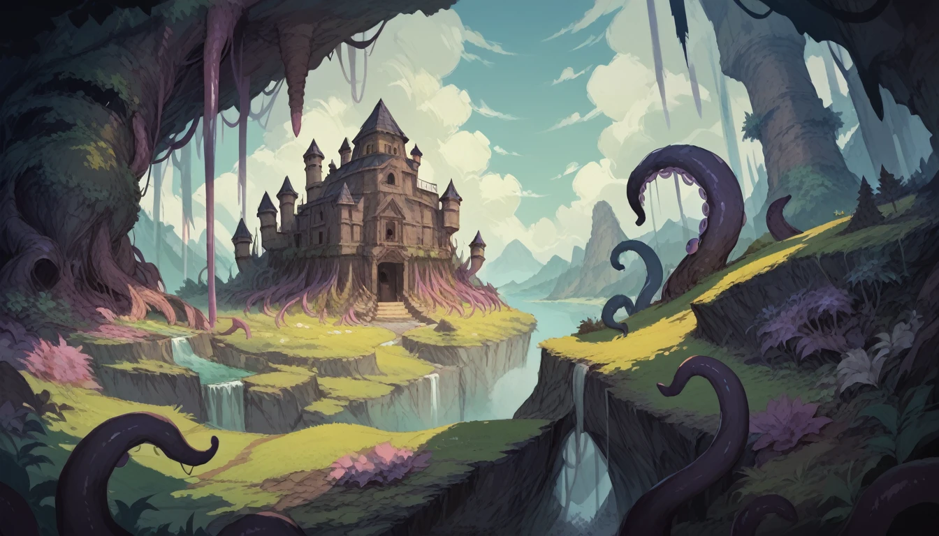 Solo, score_9,score_8_up,score_7_up, scenery, an eldritch horror landscape, love craft inspired, tentacles everywhere 