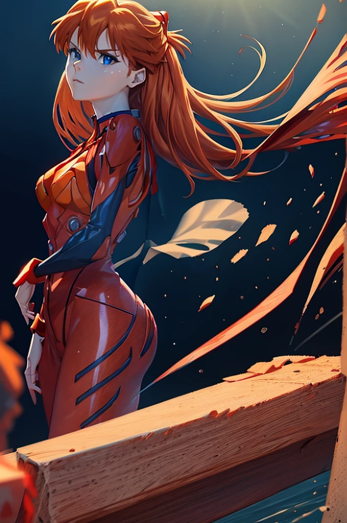 a beautiful girl with red hair wearing a red plugsuit, Asuka Langley Soryu, standing confidently as a model, detailed facial features, piercing blue eyes, flawless skin, elegant pose, white clean background, cinematic lighting, highly detailed, photorealistic, award winning digital art, vibrant colors, 8k, hyper realistic