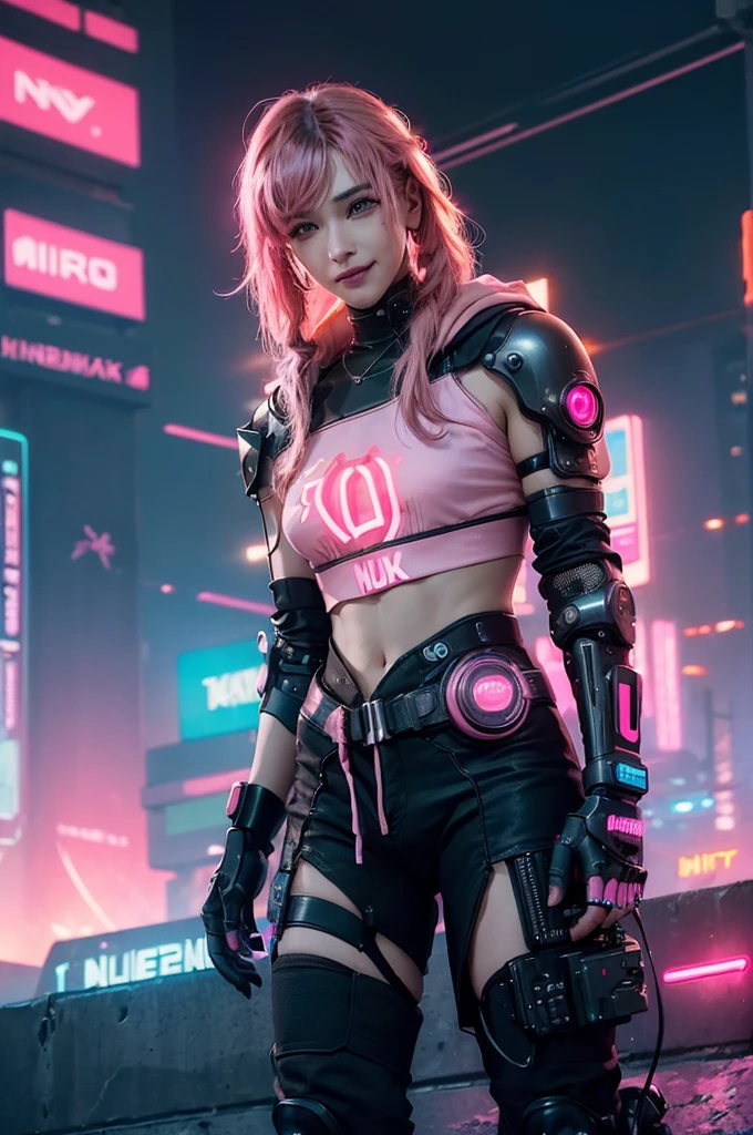 (nsfw:1.1)、1male people、(A handsome man:1.4)、(A confident smile:1.2)、(27 age old)、(brunette color hair)、(Top image quality)、(8K picture quality)、(cyber punk perssonage)、(masutepiece)、(Wear a military uniform with a shiny cyberpunk hood)、(A confident smile:1.2)、(Full body photo)、cinematric light, Cinema Shadow, Sharp images, Extremely detailed, volumetr, bright sprite, Particle effect, beautiful effects, Vivid colors, neonlight, (pink neon lights:1.5), Highly detailed image textures, detailed hairs, Detailed face, Detailed eyes, Full body photo, City、Dark hair、Flashing red light、Photo from the knee up、beautiful effects, Vivid colors, Highly detailed image textures, detailed hairs, Detailed eyes,(cyberpunk city landscape:1.5)、