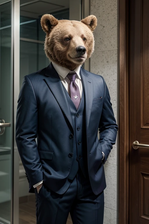 create NFT image of bear wearing suit and tie