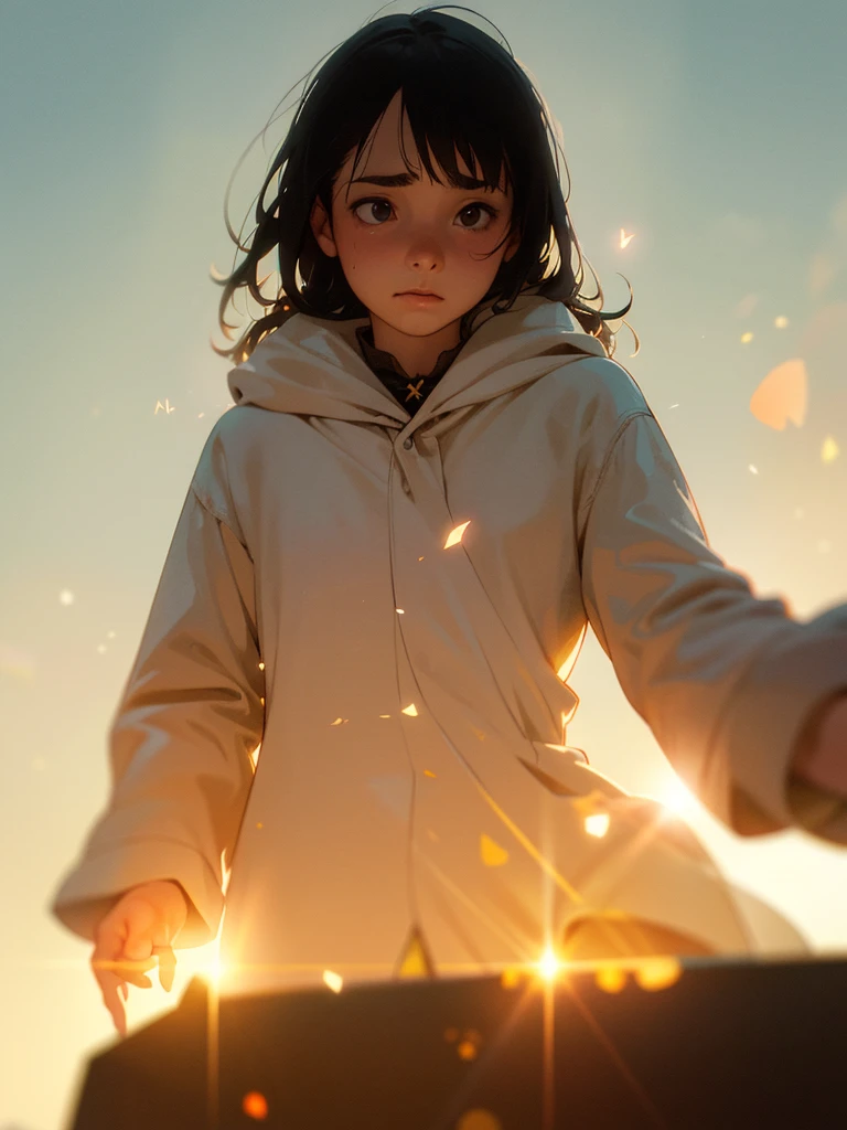(Sumilux f1.4 50mm , low Latitude old color negative film , cross process , bokeh, flare, chromatic aberration , soft focus, (Shallow focus) , soft glow , Maximum aperture, high Key , Transparent depiction) , artistic photo , looking away , Harry Potter starring Rowan Atkinson , Hermione is played by Shimura Ken