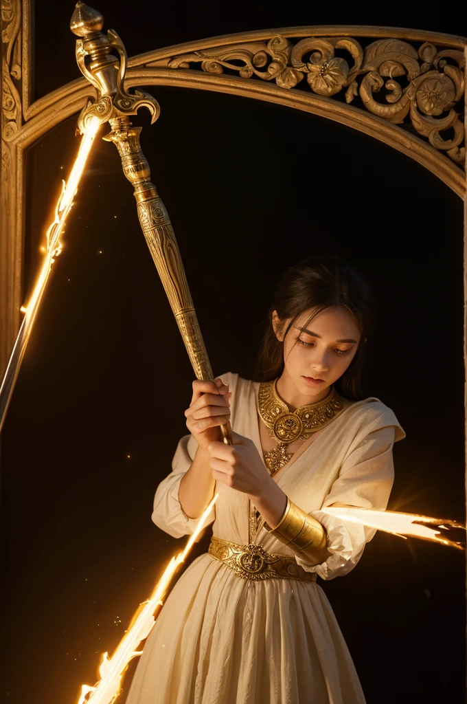 On a yellowed page slightly worn by time, with jagged edges and a faint smell of old parchment,there is a description of a magical artifact of great power.
Valoria&#39;s Magic Wand
[Magic Wand Illustration]
An imposing wand, carved from ancient wood, with intricate carvings that seem to pulse with arcane energy. At the tip of the wand, a shining star.skills:Magic Amplification,creating barriers,Telekinesis and Heal Wounds.ancient artifact