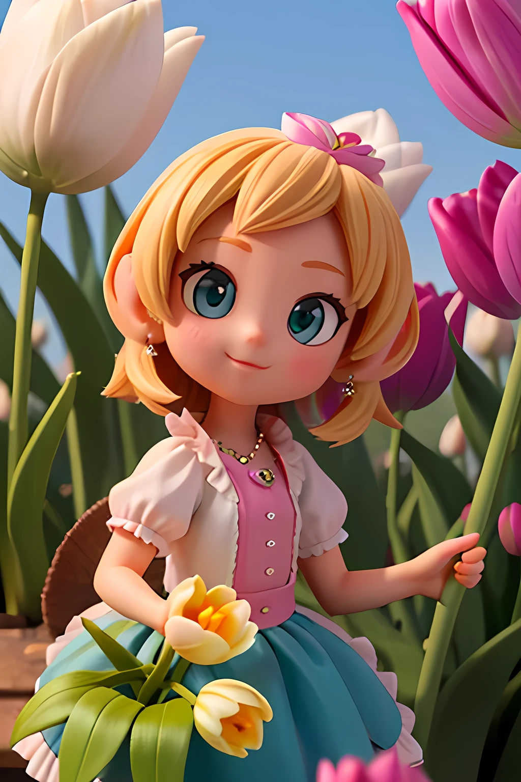 a Thumbelina, she born from a tulip flower, micro princess, beautiful face, best quality, top quality, 8k, high resolution, ultra detailed, extremely detailed,