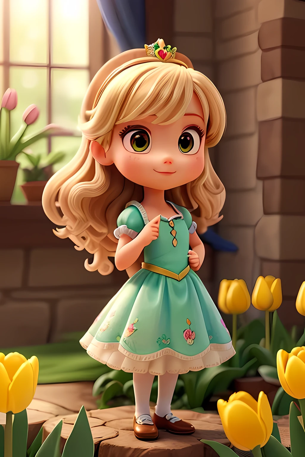 a Thumbelina, she born from a tulip flower, micro princess, beautiful face, best quality, top quality, 8k, high resolution, ultra detailed, extremely detailed,
