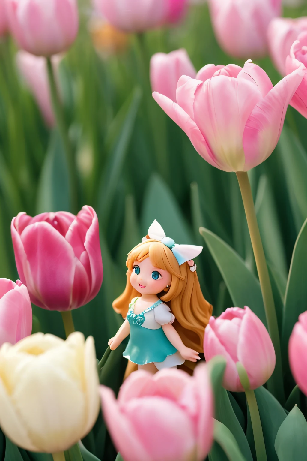 a Thumbelina,  born from a tulip flower, best quality, top quality, 8k, high resolution, ultra detailed, extremely detailed, 