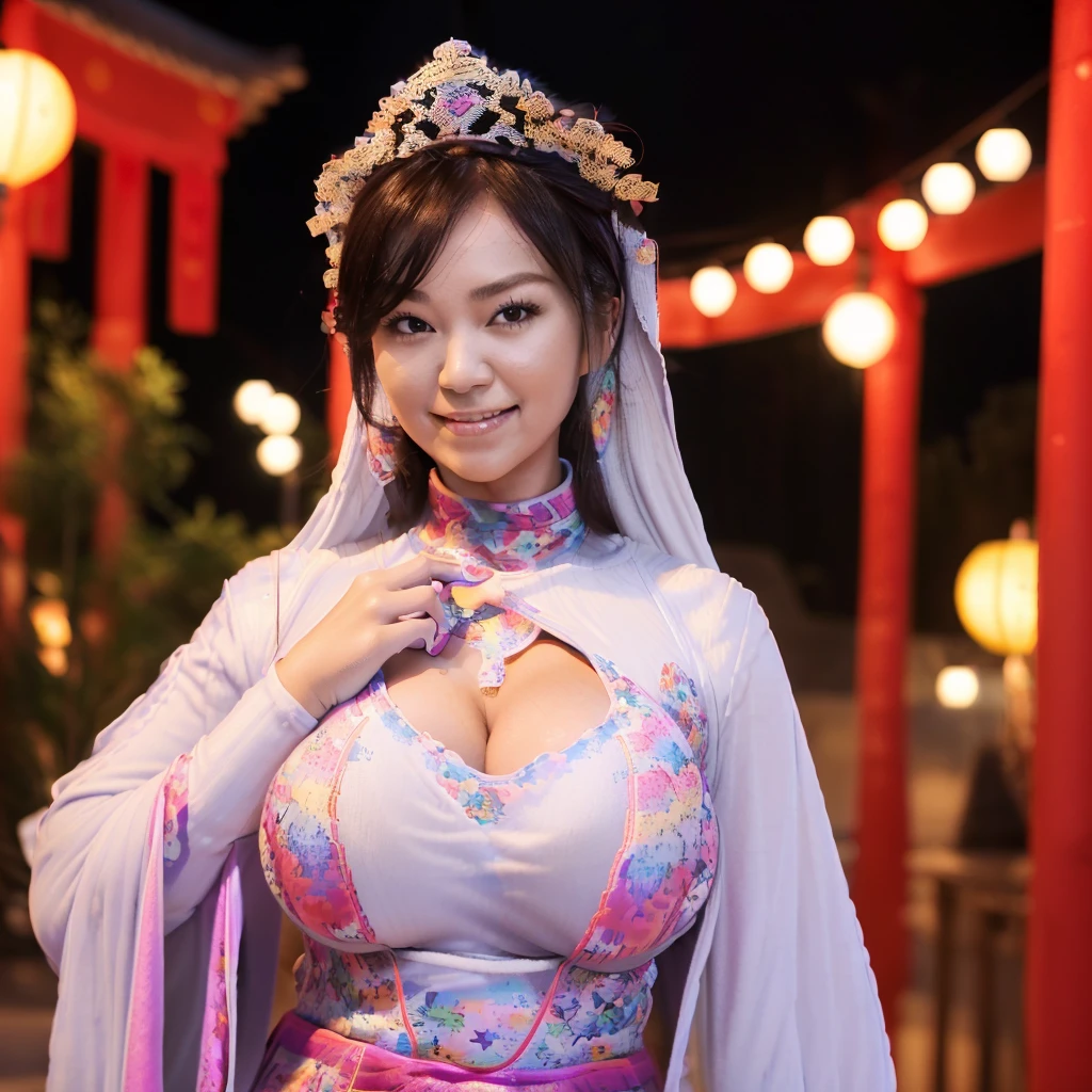 (Highest quality:1.2),(Perfect beautiful face:1.2),(Perfect and beautiful posture:1.2), (30-year-old woman:1.2),(Big :1.3),Japanese,  ((Chubby:0.7), (Super huge boo5)),Grin,(Long sleeves Round neck ,T-shirt maxi (((tight))) dress:1.5), (underwear:1.5), (Panty liJapanese