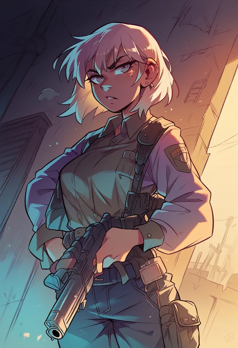 Woman hold large gun