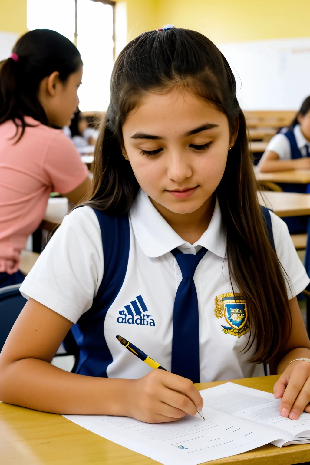 GIRL TAKING THE MATHEMATICS COMPETITION EXAMINATION OF COLEGIO LA INMACULADA PUNO