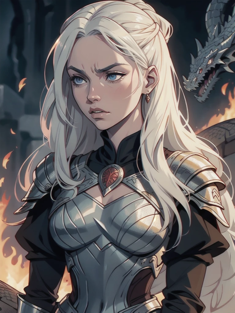 Danaerys Targaryen, angry, on dragon