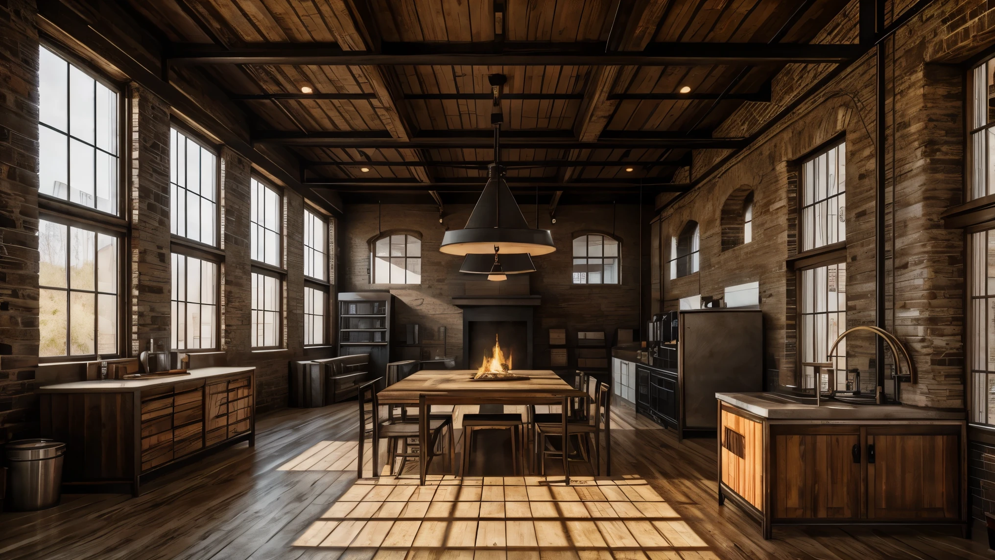 The farmhouse reimagined as an industrial revolution-era factory with smokestacks, machinery, and a bustling atmosphere. Style of H R Giger. Hyper realistic photo, vibrant colors, 16k