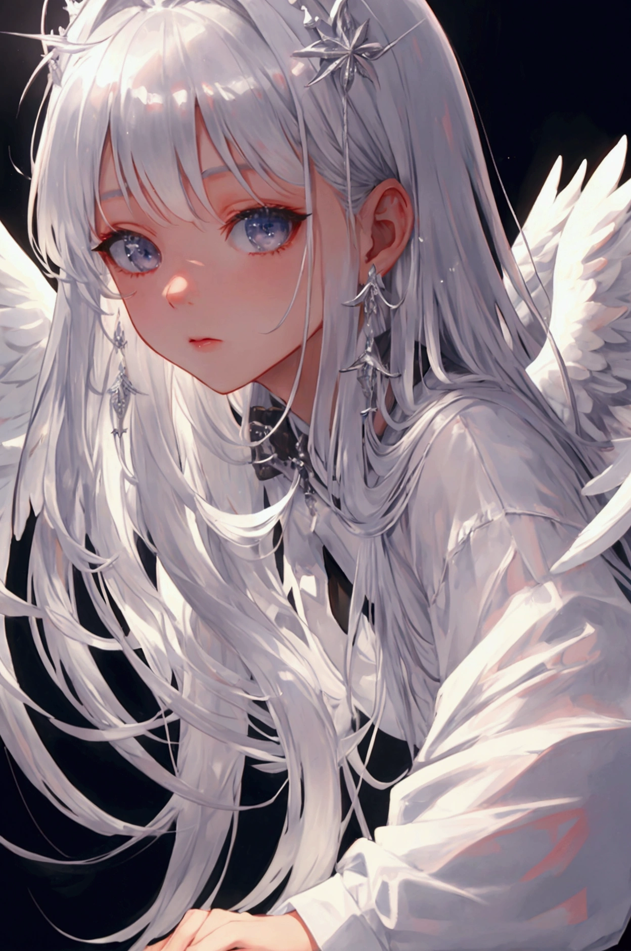 Silver-haired angel in heaven