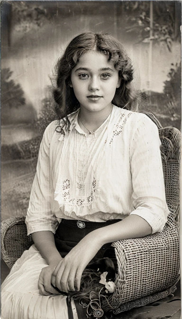 (Highest quality,4K,8k,High resolution,masterpiece:1.2), Ultra-detailed, (Realistic,photoRealistic,photo-Realistic:1.37), Black and White Photography, Portraiture, 1920s, American Girl, 23 years old, Direct eye contact, Long Hair, Nice, Retro style, Vintage Mode