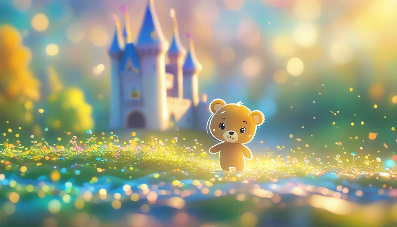 (masterpiece, best quality:1.2), Close up of 1 cartoon little bear on castle background, cute numbersArt, Beautifully detailed digital art, 4k high definition illustration wallpaper, Cute numbers, Blurred dream picture, 4k hd wallpaper illustration, Cute 3d rendering, A beautiful artistic illustration, 2d illustration, 2d illustration, Blurred dreamy illustration, Epic Concept Art. bokeh