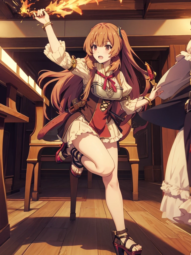 Raphtalia in sexy open platform high heels fighting happy