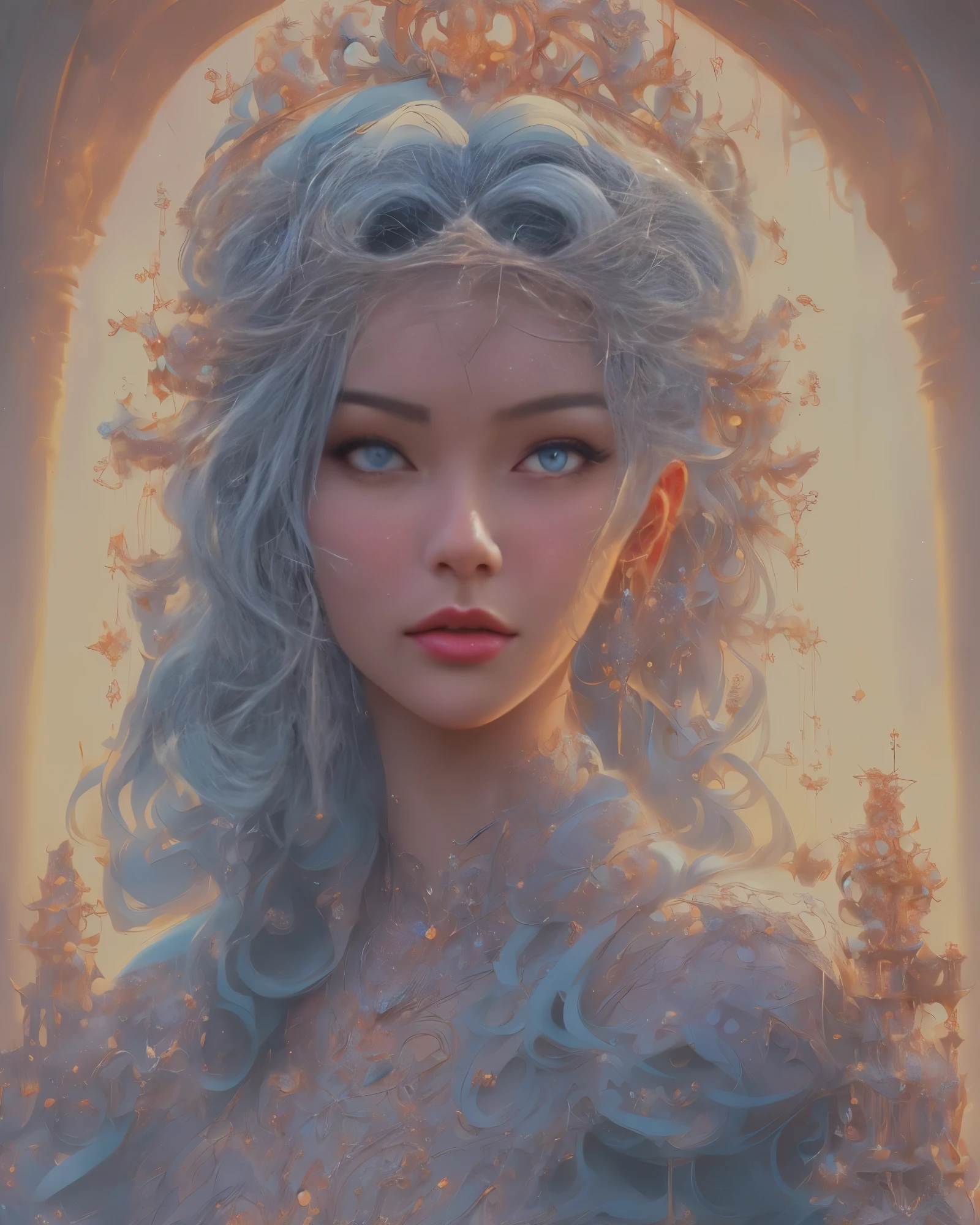 a close up of a woman with a crown on her head, 8k high quality detailed art, detailed digital anime art, fanart best artstation, 4k highly detailed digital art, guweiz on artstation pixiv, fantasy art style, detailed fantasy art, 4k fantasy art, 8k stunning artwork, guweiz