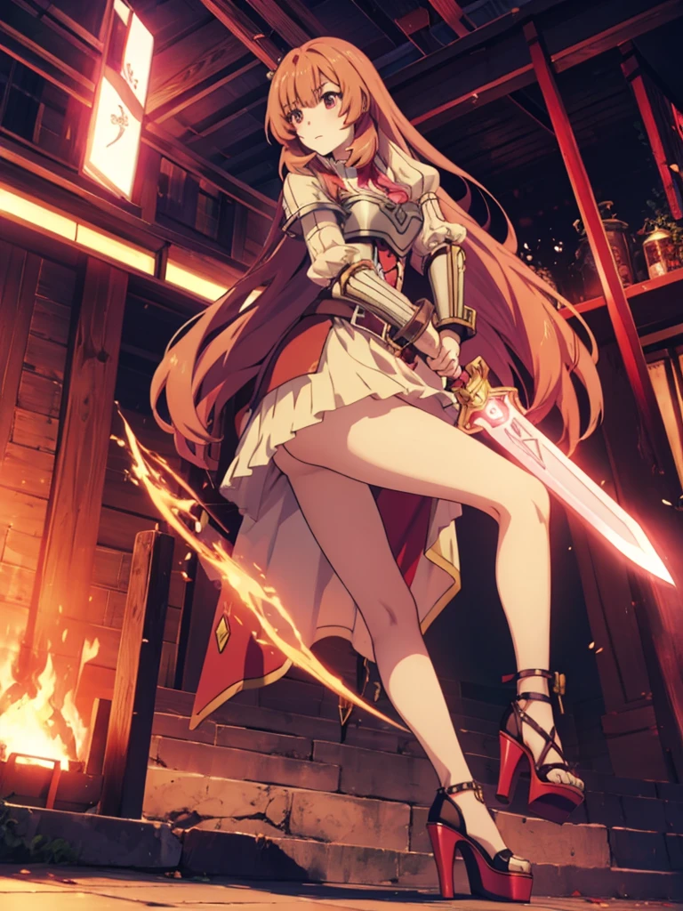 Raphtalia in sexy open platform high heels sword fighting  