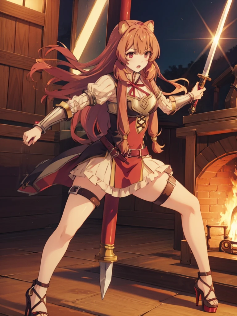 Raphtalia in sexy open platform high heels sword fighting