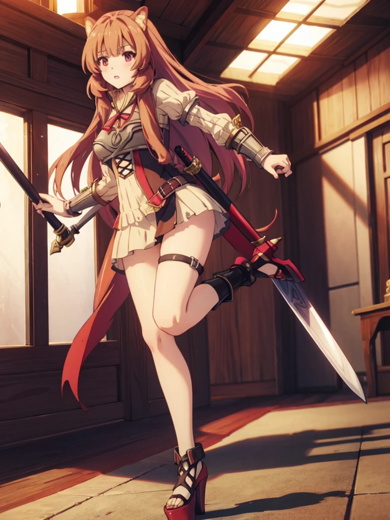 Raphtalia in sexy open platform high heels sword fighting  