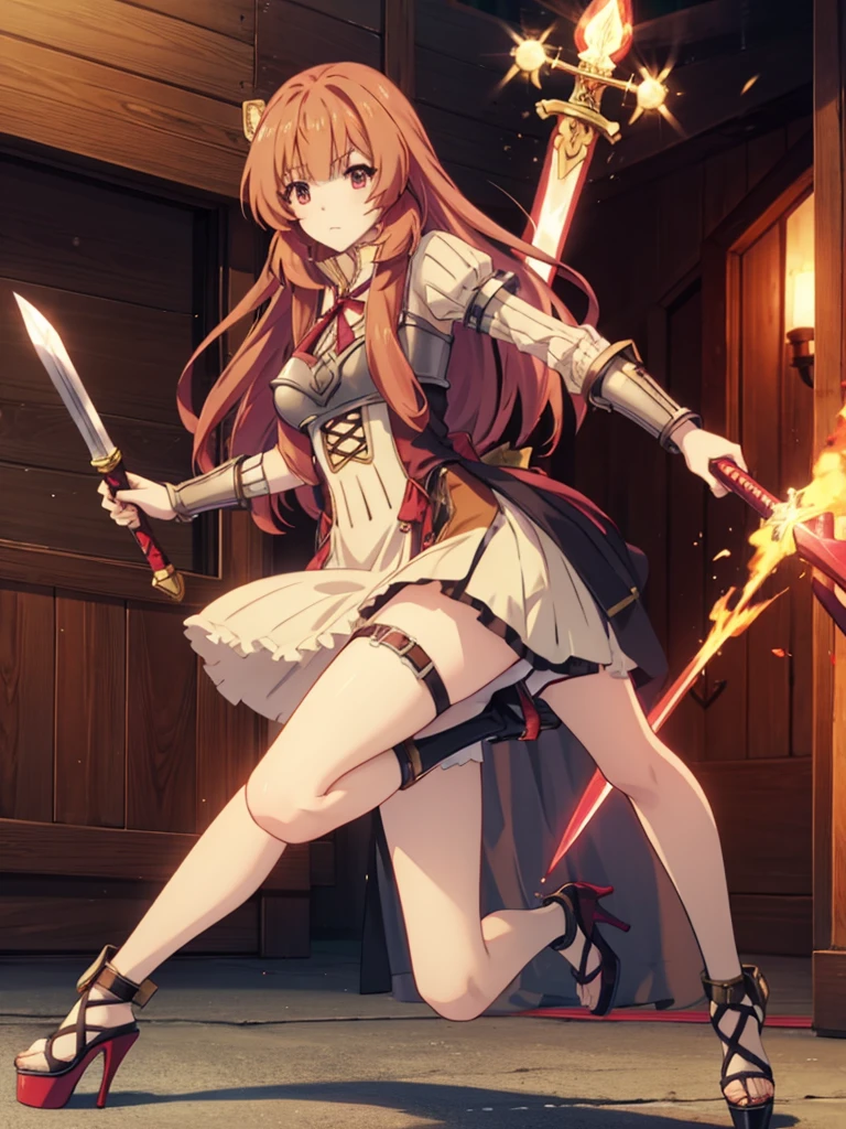 Raphtalia in sexy open platform high heels sword fighting