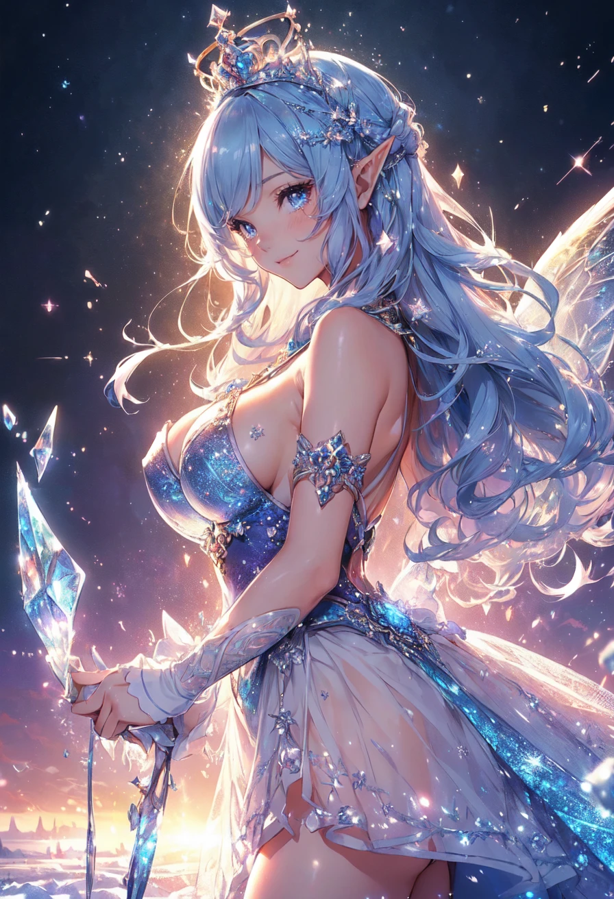 最high quality、1 woman elf、Figure skating、踊るbeautifulポーズ、whole body、beautifulシューズ、　Super beauty、)((low angle)'、beautiful瞳、tears、universe、Grand Palace、beautiful装飾、brassiere、Ice tiara、Swirling Ice、Crystal of snow、Ice Palace、Large ice skating rink、最high quality , fractal art.、Glowing ice、Bold Pose、、　bikini、beautiful胸、Large Breasts　((Laugh beautifully、))((Glowing ice　))SMqueen、beautiful顔、Orgasm、Ecstasy、whole bodybeautiful装飾の下着、World of Illusions、Ice crystals、Crystal of snow、Bigger on the front、 beautiful輝き,High-definition depiction, Realistic, 8k, Unity, beautiful太もも,,Giant Devil's Wings、虹colorに輝く翼、detailed groin、 low angle、light smile, Beautifully and vividly drawn, , beautiful beautiful透き通る肌、輝くbeautiful装飾の魔法、、、beautiful装飾、 , beautiful、 Romanticism,mosquito。 混沌の最もbeautiful形, Mr..々color, Intertwined flowers, particle,Magical gentle light,smile,,image quality、masterpiece、beautiful顔、Super beautiful elf woman((Big breasted 22 year old office lady、Bust 120,Beautiful long ironed hair、beautiful茶髪、height: 165cm。、Esbian、、high quality、、Visual Arts、最high quality、1 woman elf NP: Worst quality ,beautiful fractal art　、frozen、、light、Beautiful radiance,High-definition depiction, Realistic, 8k, Unity, , light smile, Beautifully and vividly drawn, , Beautiful, beautiful, clear skin、 Countless rays of light pouring down, Swirling Light, big background, , Intense light is emitted from the magic circle in front of the girl. Romanticism,Cowboy Shot:  最high quality　Artwork、uhd