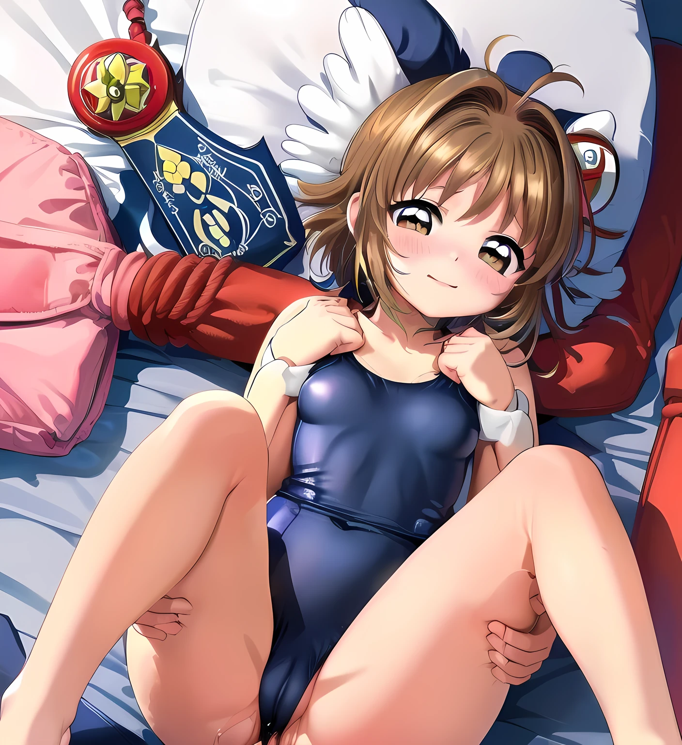 (((Card Captor Sakura))), Short Hair, (Navy blue school swimsuit:1.79), ( female junior high school student:1.47), The swimsuit is in close contact with the skin, (blush patience), ((Slender figure Beautiful Skin)), Highest quality, High resolution, masterpiece, (Beautiful vagina Beautiful clitoris), (With a 30-year-old mafia man, penis:1.4), Complete limbs, (Mating press:1.1), 1 Beautiful Girl, ((((penisが膣に入る)))), Spread your legs, ((Binding, Restrained by rope:1.1)), Dressed intercourse, (((Such a cute little face))), The fabric of the swimsuit is thin