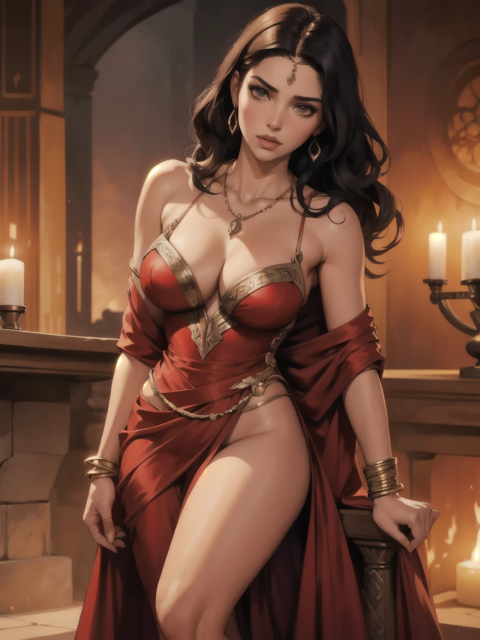 beautiful woman, Arianne Martell, game of thrones dress , sexual, seductive, busty, slender, silky, necklace, bangle, Spanish, game of thrones outfit, [[Shakira]], [[[Ilza]]],[Sara Sampaio]
