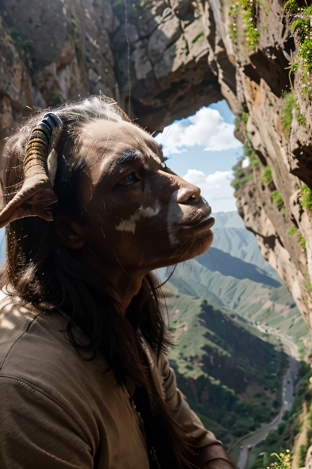 Goat smoking in the chicamocha canyon. Serious caricature